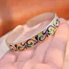 Pie Plata 9999 Sólido Patrón de Hierba Tang Color Esmalte Pulsera de Plata Grabado Corazón Sutra Pulsera de Plata Pulsera de Plata
