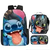 Conjunto de três peças de desenho animado transfronteiriço New Stitch mochila para alunos do ensino fundamental e médio