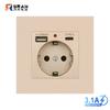 Tipo 86 Estándar Europeo Exportación Estándar Europeo 16A Enchufe Alemán con Carga Rápida USB Tipo-C 15W Interfaz Enchufe de Carga 3A