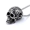 Collar con Colgante de Calavera Punk de Acero Inoxidable para Hombre Calavera Intrincadamente Diseñada con Patrones Florales Collar Pesado Color Plateado Ideal para el Uso Diario Incluye Cadena Perfecto para Atuendos Casuales y con Estilo