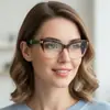 Gafas de Moda Europeas y Americanas Nuevas Estilo Ojo de Gato Versátiles Retro Anti-Luz Azul Lisas Diseño Simple Adecuadas para Lentes de Prescripción Monturas de Gafas Transfronterizas