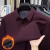 Nueva Camiseta de Manga Larga Cálida con Felpa de Otoño/Invierno para Hombre, Camiseta Polo de Cuello Solapa, Top Base para Adultos