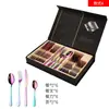 Conjunto de Talheres de Aço Inoxidável 410 para Churrasco - Faca de Bife, Garfo e Colher - Conjunto de 24 Peças para 6 Pessoas, Garfo, Colher, Faca - Caixa de Presente