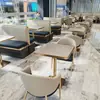Sofá de Cabine Semicircular de Aço Inoxidável de Luxo Leve para Celebridades da Internet, Conjunto de Mesa e Cadeiras Comerciais para Restaurante de Hot Pot