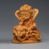 Tallado de Madera de Tuya Pu Xian Manjusri Elefante Pu Xian Adornos de León Sentado Zodíaco Chino Obra de Arte de Madera Sólida