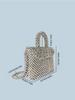 Bolsa de Mão Tecida com Contas Prateadas Simples Casual Brilhante de Luxo Leve Exquisita Retrô Feita à Mão Bolsa de Banquete