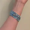 Pulsera Elástica Colorida de Una Fila Incrustada con Diamantes, Lujo Ligero, Sensación de Alta Gama, Pulsera Sencilla y de Moda, Estilo Versátil, Joyería al por Mayor