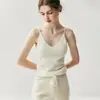 Qiao Mi Belleza Básica, Sencillo y Versátil, Camisola de Punto de Cachemira para Mujer, Chaleco de Tirantes Finos Ajustado con Cuello en V, Lana