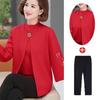 Ropa para Madre de Mediana Edad Cárdigan de Punto Primavera y Otoño Traje de Top Base de Estilo Occidental Suéter Chaqueta de Dos Piezas para Mujeres de Mediana Edad y Ancianas