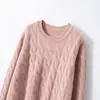 Suéter de Cachemir Retorcido para Mujer, Cachemir Puro, Cuello Redondo, Estilo Vintage Casual, Corte Holgado, Ropa de Abrigo para Otoño e Invierno