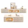 Mueble de TV de Madera Maciza Sala de Estar Uso Doméstico 2026 Nuevo Moderno Simple Gabinete de Piso para Sala de Estar Nueva Mesa de Café Mueble de TV