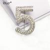 Estilo Coreano Pequeno Vento Gan Digital Cinco Peças Elegante Mini Pequena Pérola Strass Totalmente Diamante Fivela de Cinco Peças Broche de Presente Acessórios