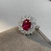Tiktok mismo estilo venta caliente lujo ligero simulación Turmalina roja anillo ajustable femenino ins moderno Rubí anillo abierto