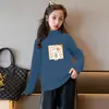 Y2040# camiseta de terciopelo versátil de manga larga para niñas otoño nuevo camiseta casual para niños y bebés chaqueta estampada estilo extranjero