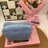 Bolsa de Cosméticos de Peluche Lolg Personalizada, Estuche Portátil de Gran Capacidad, Suave y Ceroso, Color Sólido, Bolsa de Almacenamiento para Artículos de Tocador para Estudiantes