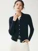 Cardigan Novo de Outono 2026 com Gola Polo para Mulheres, Suéter Interno Versátil de Corte Justo, Peça de Tricô de Caxemira