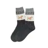 Calcetines para Mujer de Dibujos Animados Otoño e Invierno Bloques de Color Perro Calcetines Gruesos de Lana Calcetines de Media Pantorrilla Retro Ins Estilo Coreano Atuendo
