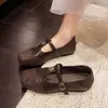 Zapatos Mary Jane de camelia con bloques de color retro para mujer, nueva colección otoño 2026, suela suave, puntera cuadrada, tacón bajo, zapatos casuales de cuero