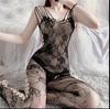 Lencería Sexy con Abertura Reveladora Conjunto Pasión con Malla Transparente Atrevida y Medias para el Cuerpo