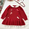 Vestido Navideño para Niñas Transfronterizo Nuevo Vestido de Cumpleaños para Bebé Niña Vestido de Un Año Falda Engrosada para Niños