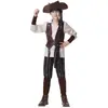 Disfraz de pirata Capitán Jack Sparrow transfronterizo para adultos y niños, Halloween, pirata caribeño, atuendo para actuación escénica para padres e hijos