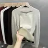Suéter de una pieza de terciopelo y encaje con cuello alto medio para mujer, Camiseta interior gruesa con forro polar, Nuevo tejido de punto para Otoño e Invierno 2025