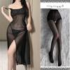 Vestido Camisola de Malla Fina Transparente con Abertura Sexy para Mujer, Ropa Íntima Ropa de Casa Camisón