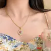 "Jardín de Monet" Pintura al Óleo Estilo Retro Original Flor de Rosa Collar Cadena para Clavícula Ligera de Lujo Nicho de Gama Alta para Mujer