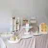 Suporte de mesa de sobremesas em estilo creme, decoração de mesa de casamento, suporte para bolo de aniversário, bandeja de ferro para sobremesas