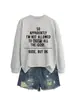 Código europeu comércio exterior desejo europeu e americano moda gola redonda suéter feminino TÃO APARENTEMENTE EU sou plus size solto lazer