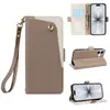 Adecuado para Funda de Teléfono iPhone 17 Pro, Funda de Cuero con Espejo de Maquillaje Apple 16, Funda Protectora tipo Flip con Correa de Patrón de Lichi 15