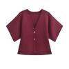 Otoño estilo europeo y americano para mujer dos comercio exterior cuello manga corta temperamento chaqueta de punto nuevo hebilla delgada