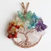 Collar de Piedra Ojo de Tigre Cristal Blanco Europeo y Americano Gravilla Multicolor Colgante Árbol de la Vida Oro Rosa Joyería Transfronteriza de Amazon