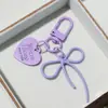 Chaveiro DIY Criativo Liga Recorte Laço com Coração Colorido Pingente Pendurado Coração de Menina Pingente de Bolsa