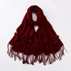 Cachecol de Imitação de Caxemira Etiqueta Preta Cor Pura Outono e Inverno Vermelho Chinês com Franjas Cachecol para Festa de Celebração de Reunião Anual da Empresa Logo Impresso