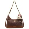 Bolsa Pequena Versátil com Corrente Estampa de Leopardo para Mulheres 2026 Nova Moda Retro Bolsa de Ombro Estilo Bolinho Outono Inverno Popular Bolsa Transversal