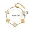 Pulsera de trébol de cuatro hojas de acero de titanio que no se desvanece con diamantes, pulsera de dijes de moda de oro rosa de 18 quilates, pulsera de cinco flores estilo europeo y americano