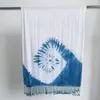 Bufanda Hecha a Mano Tie-Dye Índigo Nueva de Otoño Bufanda Tie-Dye de Yunnan Dali Chal con Borlas Bufanda Exterior