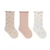 Calcetines para Niños Primavera y Otoño Venta al por Menor Patrón Floral Oreja de Madera Calcetines para Niñas Bebé Lactante Sin Costuras Antibacterianos Calcetines Lolita Princesa