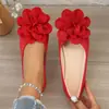 Sapatos Femininos de Tamanho Grande para Exportação, Novo Estilo Primavera 2026, Sapatos de Salto Baixo Florais para Mulheres, Mocassins de Bico Fino com Solado Macio, em Estoque