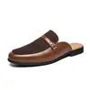 Sapatos de Couro Masculinos Estilo Britânico para Negócios, Meia-Calça, Tamanho Grande, Modernos, Respiráveis, Tamancos Slip-On