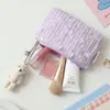 Porta-moedas macio de renda estilo coreano, Bolsa de armazenamento com pingente de urso fofo, Organizador portátil para diversos, Necessaire