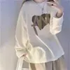Camiseta Feminina Plus Size de Algodão Puro Manga Longa Nova para Primavera e Outono Camisa Básica Branca para Camadas Casal Solta