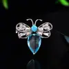 Broche de Abelha com Zircônia Cúbica Azul Fresca Formato de Inseto Exquisito Versátil Pin de Lapela para Terno Acessórios para Deslocamento Diário Fonte para Atacado