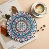 Jogos americanos de mesa de jantar estilo boêmio, porta-copos redondos estilo nórdico, porta-copos absorventes para mesa de centro, porta-copos resistentes ao calor e antiderrapantes, e porta-pratos