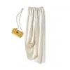 Pantalones de pierna ancha plisados de ácido acético satinado para mujer, nuevos de verano, textura, tipo mopa, pantalones casuales, rectos, fluidos, holgados
