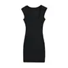 Vestido justo regata preto de gola quadrada sem mangas para mulheres, para o verão, acinturado, modelador, justo ao corpo, de comprimento médio