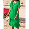 11 colores, todos los colores y tallas disponibles, comercio exterior Amazon eBay europeo y americano vestido redondo de manga corta con abertura y plisado
