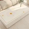 Protetor de mesa retangular estilo pintura a óleo com padrão floral vintage, textura de couro sintético, tapete à prova d'água e resistente ao calor para mesa de jantar e mesa de centro