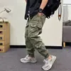 Mono de bolsillos múltiples estilo americano para primavera y otoño, marca de moda retro perezosa para hombre Ruan Shuai, pantalones casuales holgados con cordón en el tobillo
